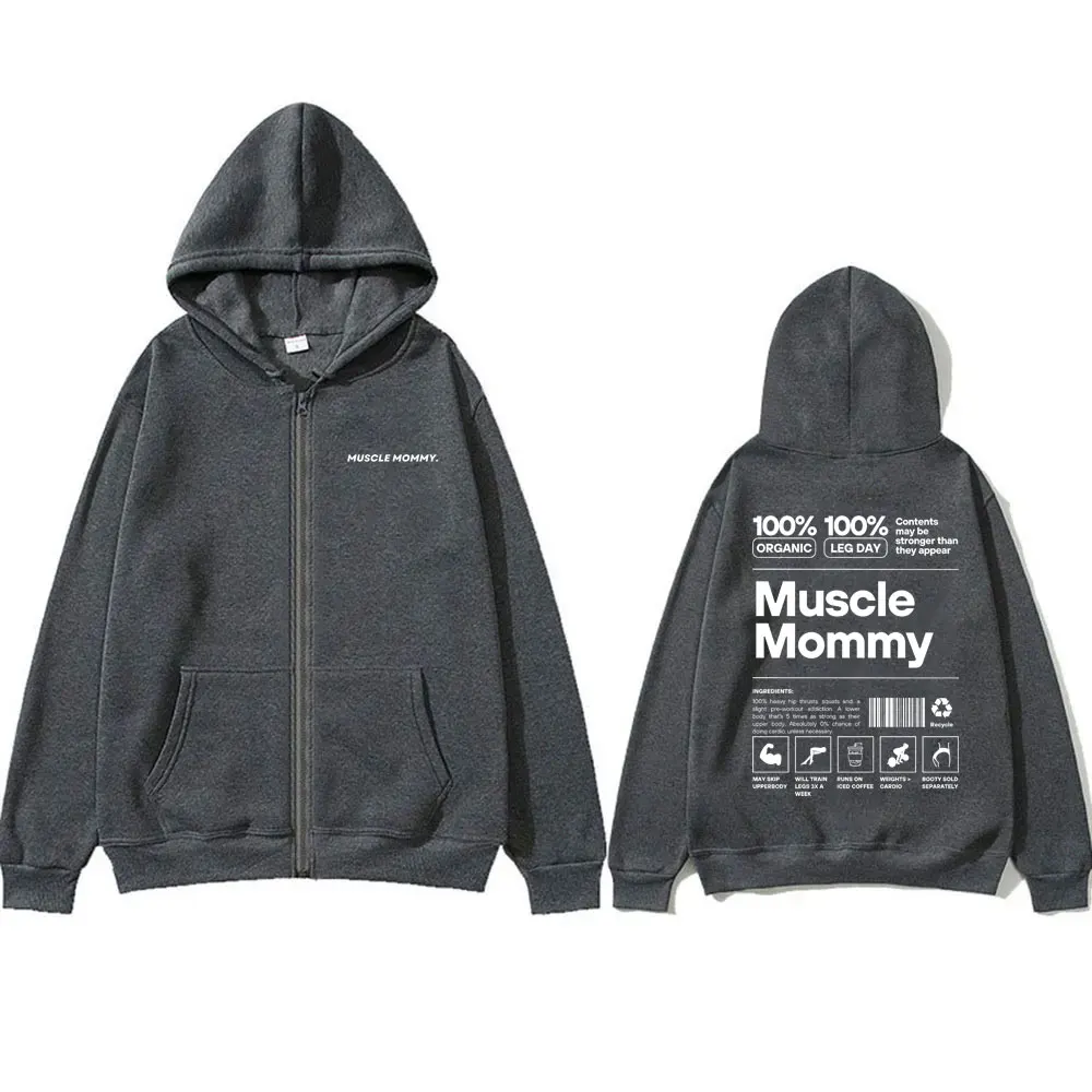 Muscle Mommy Gym Pump Cover Print Zipper Hoodie Men Women Funny Fitness Workout Bodybuilding Zip Up Jacket Male Oversize Hoodies