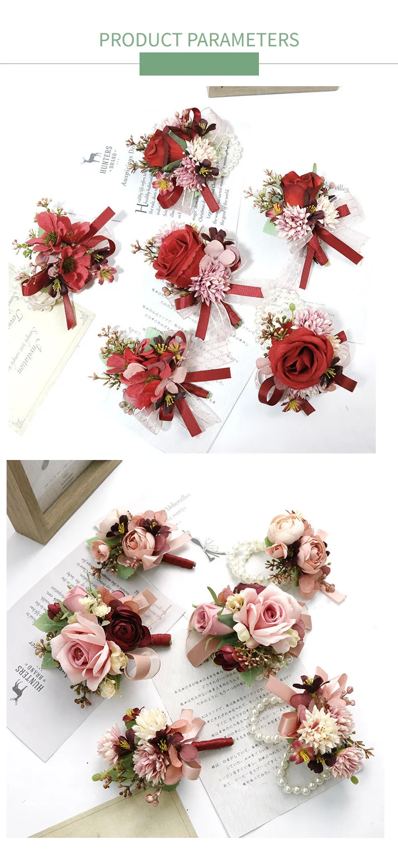 Set Bouquet Da Polso E Boutonniere Rose Bianche Per Matrimonio - Elegante E Regolabile - Foto 10