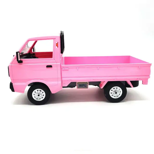 Pink WPL D12 RC Truck 1:10 2WD Simulation Drift Brushed Climbing LED Light On-Road Electric Hobby Car Toy For Boys Kids 3