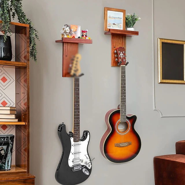 Colgador de pared de madera para 2 guitarras para instrumentos musicales de  Yuyangstore Soporte de montaje en pared