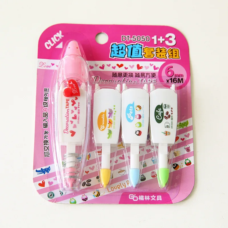 4pcs Correction Tape Refill Set Lovely Decoration Click Corrective Tape Stationery Correcting School Supplies Kawaii Accessories correction tape