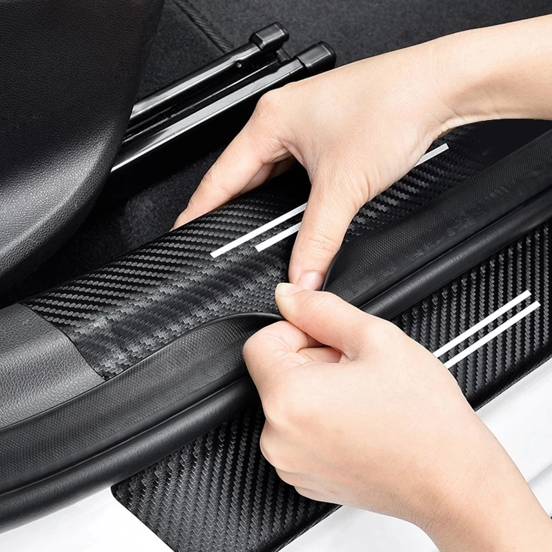 For HAVAL H6 GT 2022-2024 Auto Tailgate Guard Door Sill Pedal Carbon Fibre Texture Accessories Leather PU Styling Car Sticker