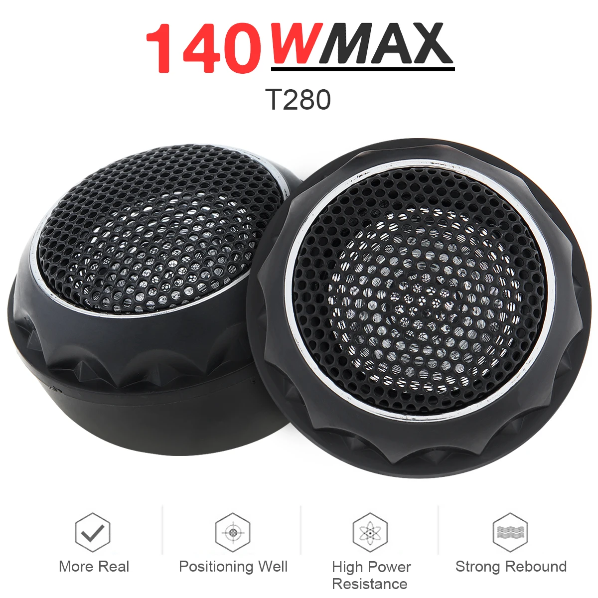 2pcs T280 140W High Efficiency Mini Dome Tweeter Speakers for Car Audio System Very Convenient