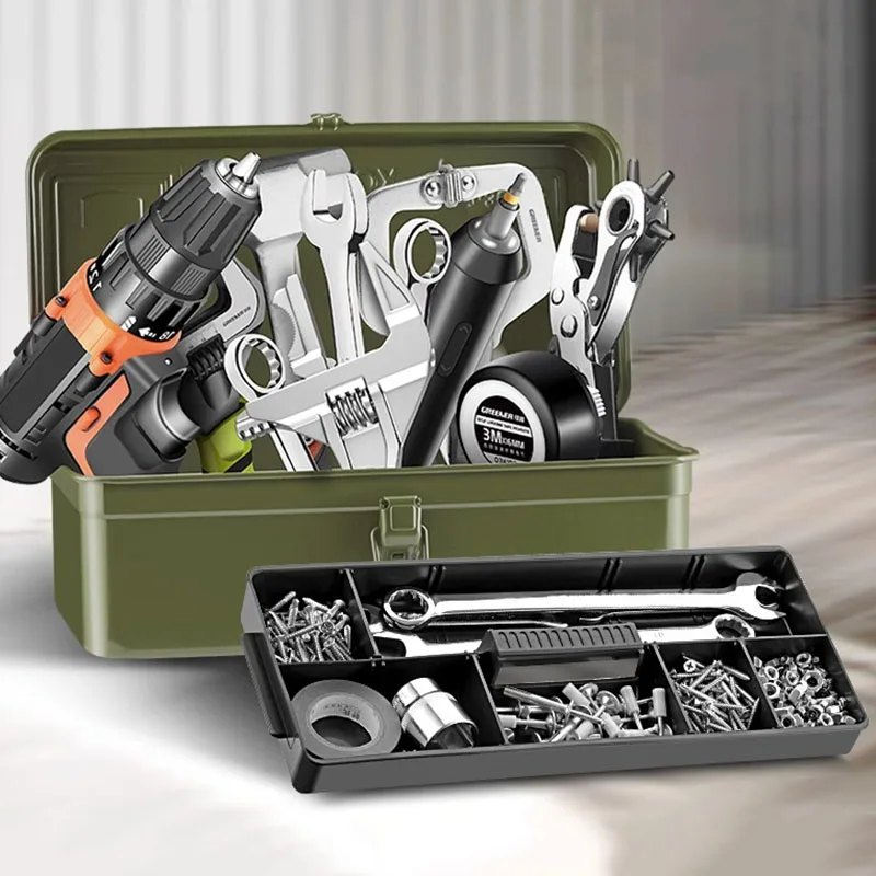 Multifunctional Hardware Toolbox Metal Suitcase Home Vehicle