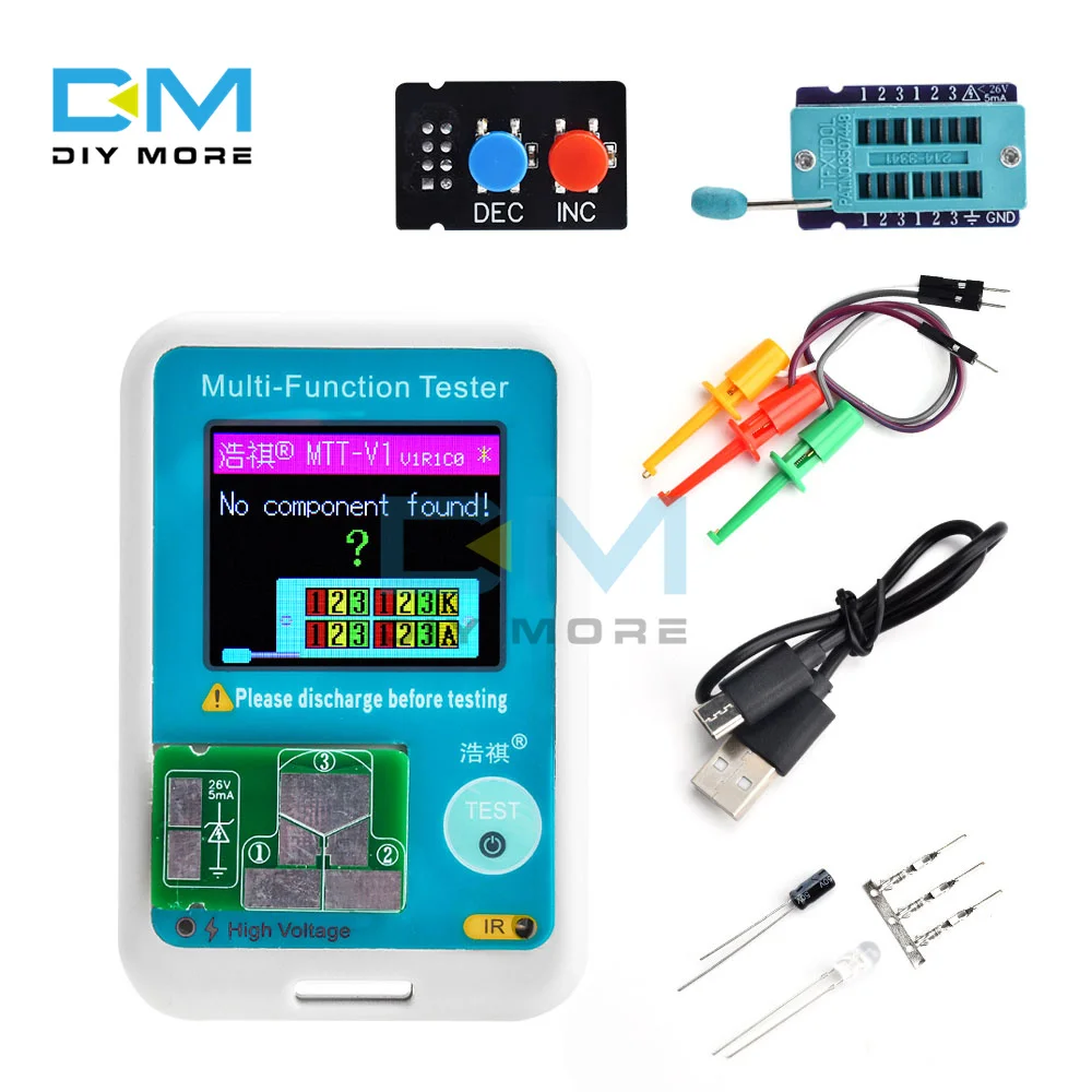 

MTT-V1 High Precision Transistor Tester LCD Digital Meter Diode Triode Capacitance ESR MOS/PNP/NPN LCR MOSFET TFT