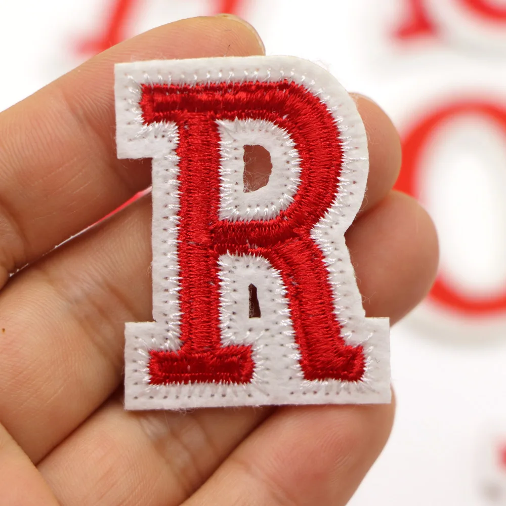 1PC Eisen auf Patches Nähen auf Applique Patches Rot Brief Alphabet Bestickte Patches Diy Custom Name Abzeichen Decor Reparatur patcch – Detail 24