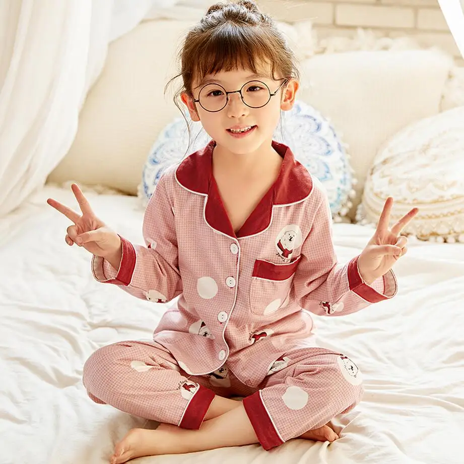 Children Pajamas Sets Cotton 2022 spring Kids Cartoon Homewear Suit Girls Casual Long Sleeve Christmas Pyjamas Set Sleepwear children's robe and slipper set Sleepwear & Robes