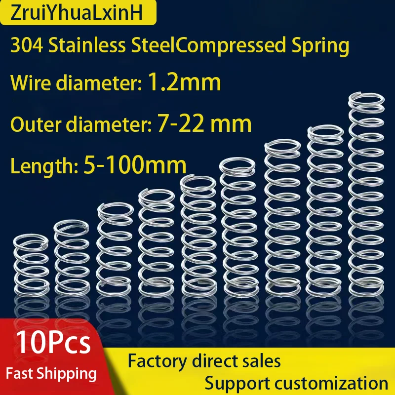 1,2 mm 304SUS medizinische Druckfedern – korrosionsbeständige Spulen für Endoskopventile und Milchmaschinen (Außendurchmesser 8–22 mm) – Detail 3