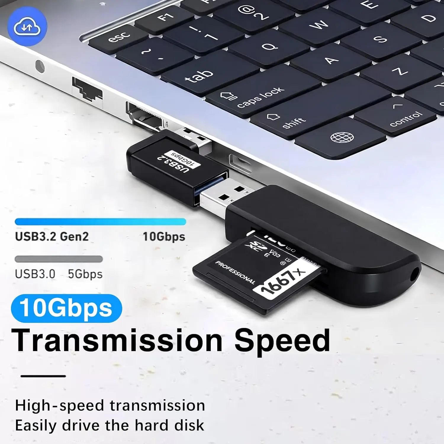 High-Speed USB 3.2 Male A to Female C Adapter, 10Gbps Data Transfer Converter