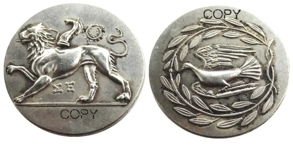 

G(29) Серебряная греческая монета Chimera Dove 400BC копия монеты