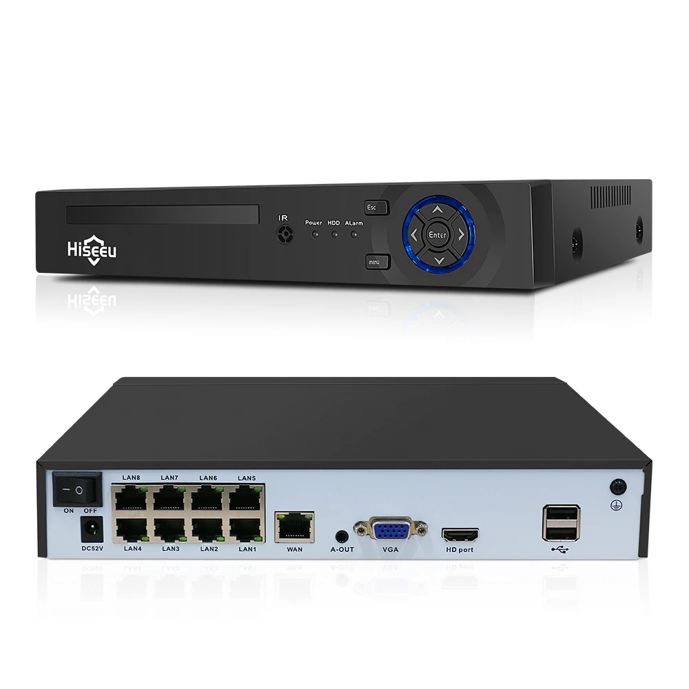 Hiseeu 4K 8CH POE NVR Security Surveillance P2P Network Video Recorder for CCTV System 1080P 3MP 5MP 8MP 4K Camera