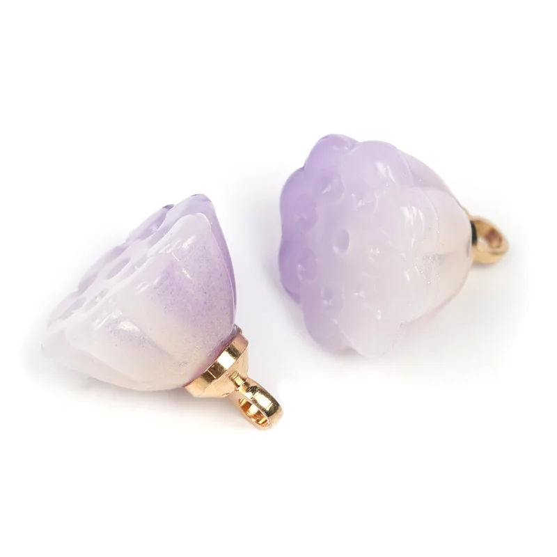 

20pcs 10mm Lampwork Lotus Crystal Transparent Colored Glass Pendant Natural Antique Earrings DIY Jewelry Accessories