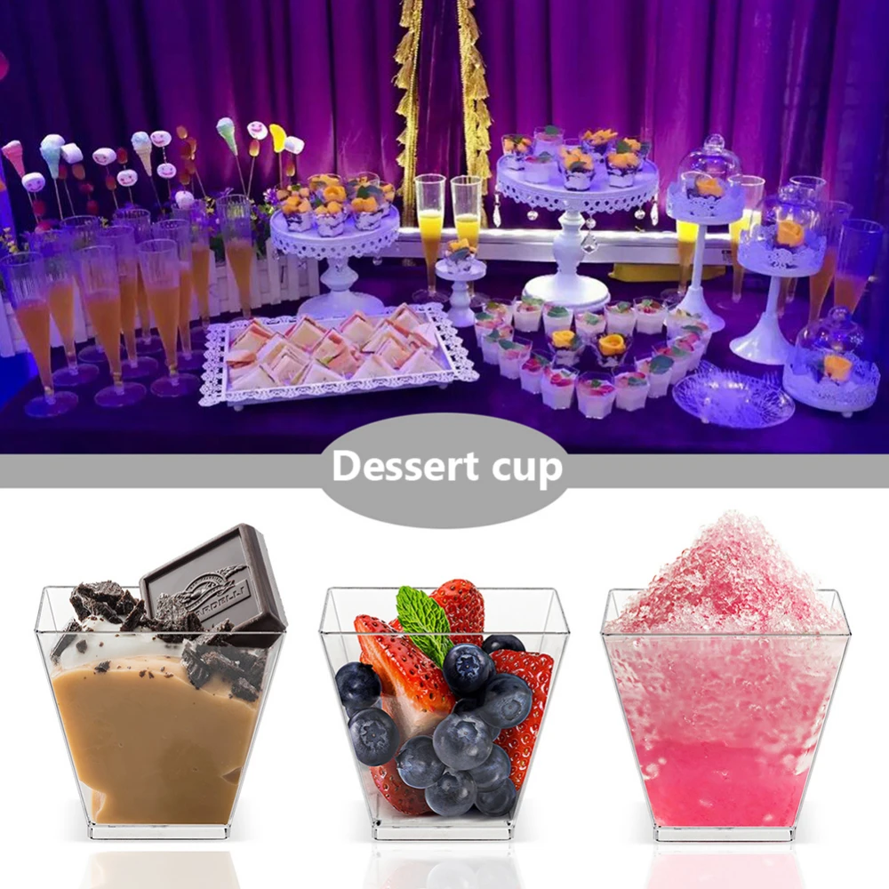 20/50/100Pcs 2oz mini disposable 60ml square Dessert Sample Cups Reusable Small Tasting Party Serving Bowl Cake Ice Cream Cups