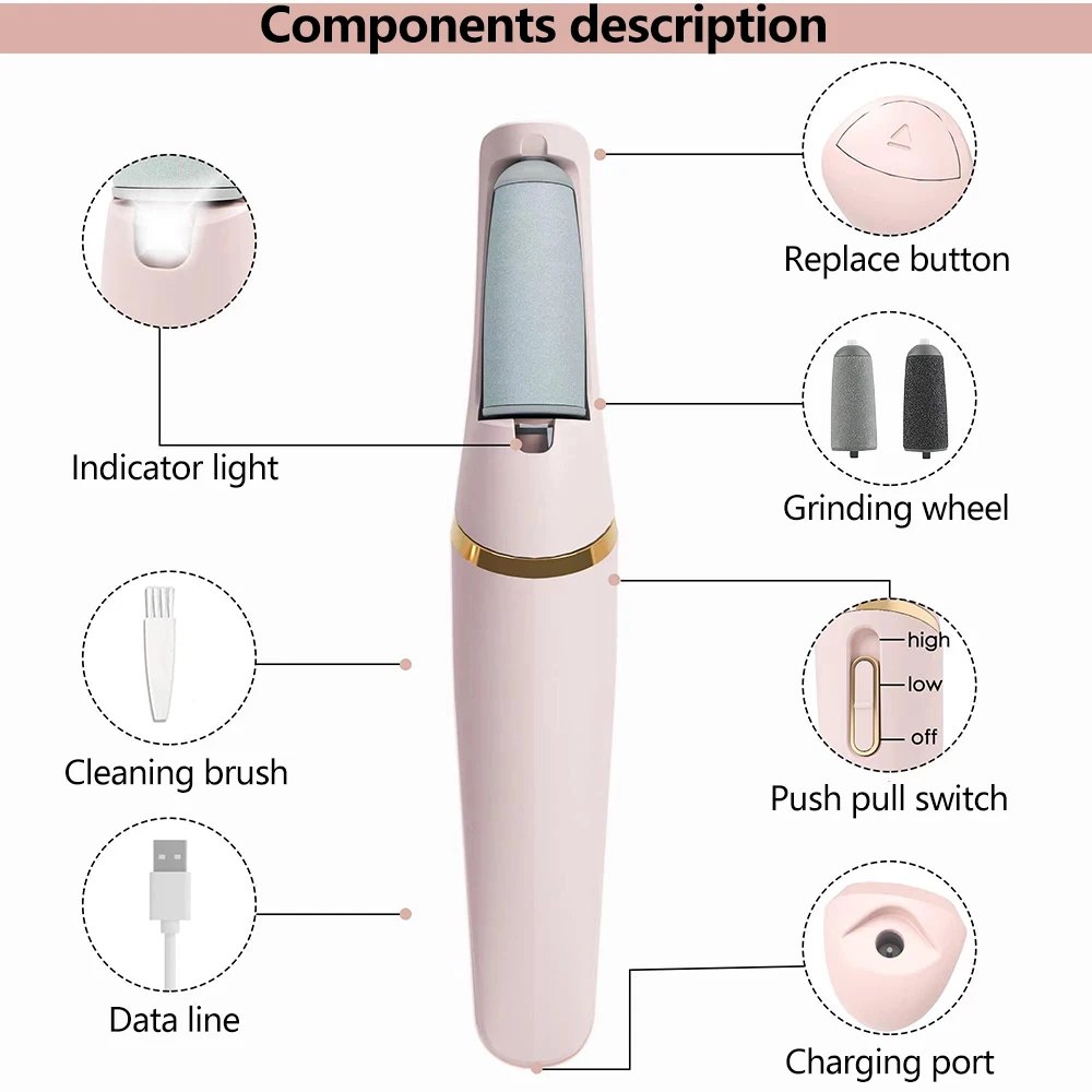 New Electric Pedicure Tool Film Foot Dead Skin Callus Remover Feet Exfoliator Pumice Stone for Heel Grinding Device For Gifts 5