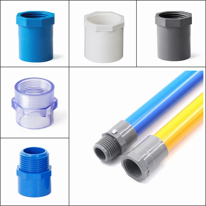 

5pcs PVC Pipe Thread Connectors Garden Irrigation Pipe Fittings Aquarium Fish Tank Drainage Tube Joint Water Supply Tube Adapter