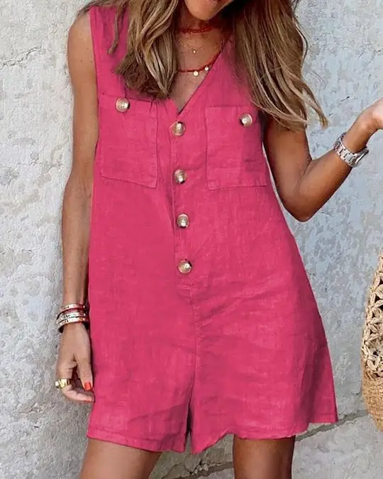Women Casual Short Jumpsuit Sleeveless Rompers 2023 Summer Jumpsuits Loose Harajuku Oversized Shorts Overalls Womens Clothing