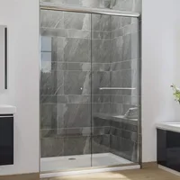 Semi-Frameless Sliding Shower Doors Shower Enclosure with 1/4" Clear Glass Bath Door Screen Chrome Finish Shower Glass Door 1
