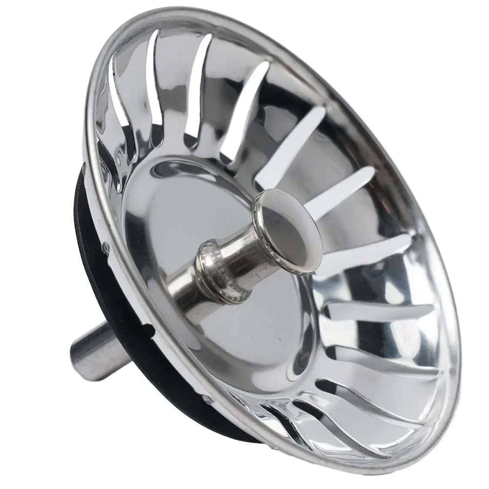 Kitchen Filter Waste Plug Stainless Steel Kitchen Sink Strainer Waste Drain Plug 80mm