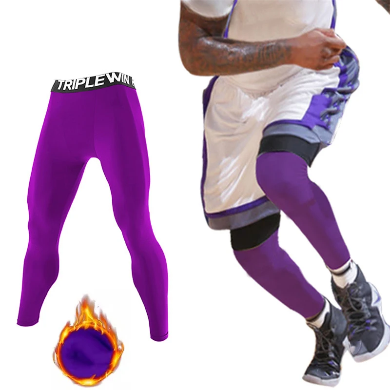 Men Fleece Thermal Running Tights GYM Exercise Fitness Leggings Basketball Hiking Trainning Sport Soccer Compression Clothing 85 sports leggings compression pants