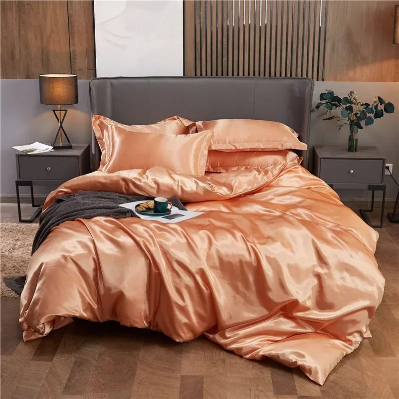 Premium Rayon Satin Duvet Cover – Luxurious Smooth Solid Quilt Cover
