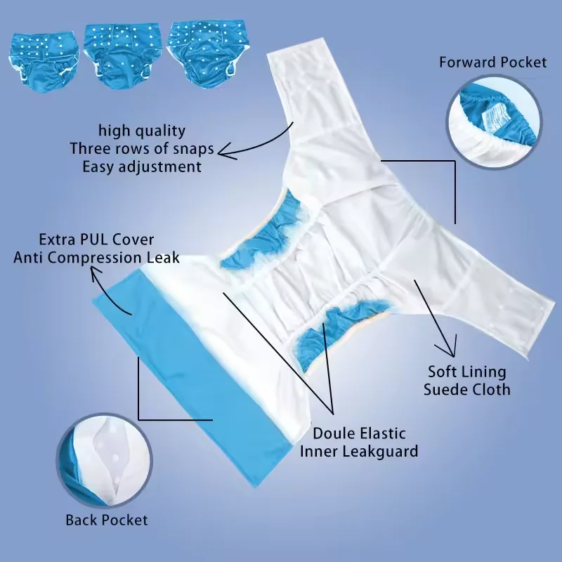 Waterproof Diapers 1pcs Adult Reusable Adjustable Suede Cloth
