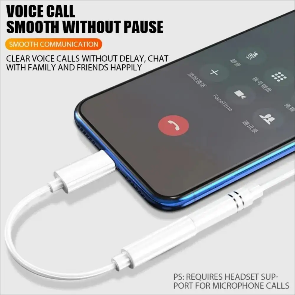 Lightning to Headphone Adapter IOS 8Pin to 3.5 mm Lightning AdapterJack AUXCableFor iPhone141312ProMax Male to Female Adapter HeadphoneConverter AudioSplitter