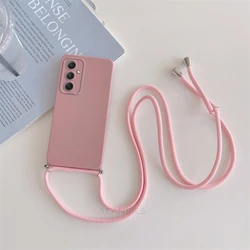 Silicone Crossbody Lanyard Case with Fashion Strap Cord - Soft Back Cover for A26 (GS Pink)