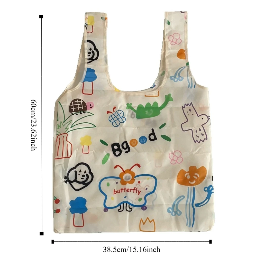 Creative Nylon Foldable Shopping Bag Storage Bags Tote Bag Cartoon Eco Bag Reusable Waterproof Travel Grocery Bag Snack - 6