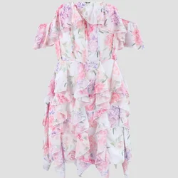 Chic Floral Backless Sleeveless Mini Dress - Sweet A-Line Hem Stacking Party Outfit - M (Off shoulder dress)
