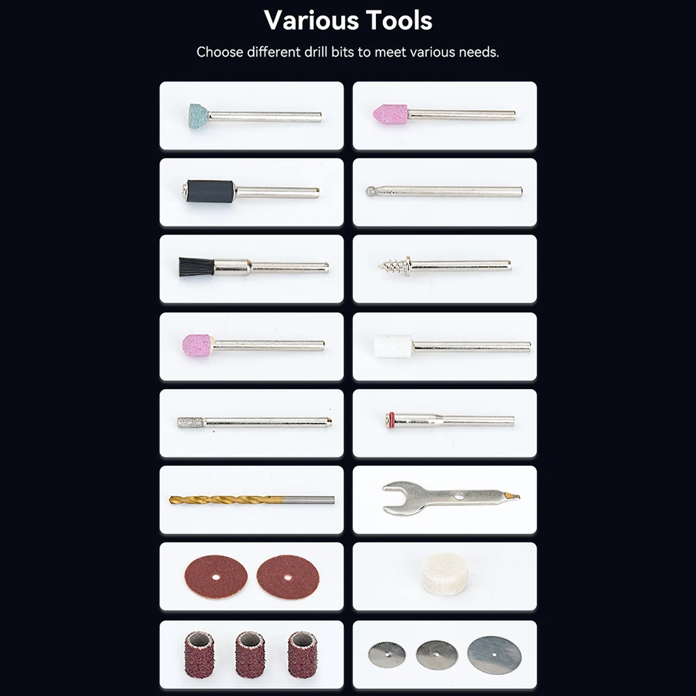 24pcs Drill Bits Creality Cordless Rotary Tool Kit 10000-18000RPM 6 Variable Speeds Multi Power Carving Tools Powered By 3.7V