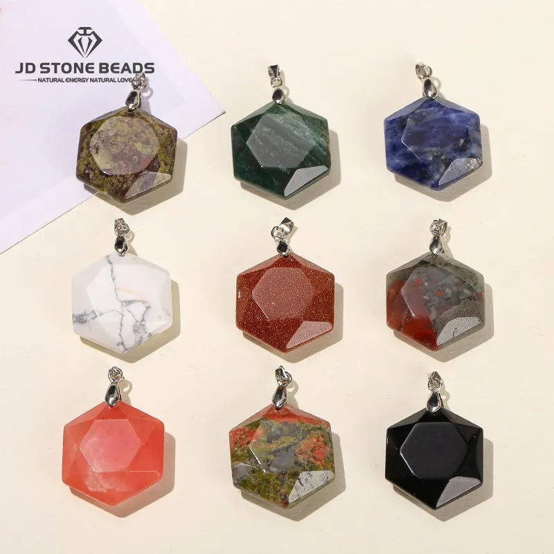 Lot De 12 Pendentifs En Pierre Naturelle - Diamètre 18 Mm, Pour Collier, Bracelet, Porte-clés, DIY