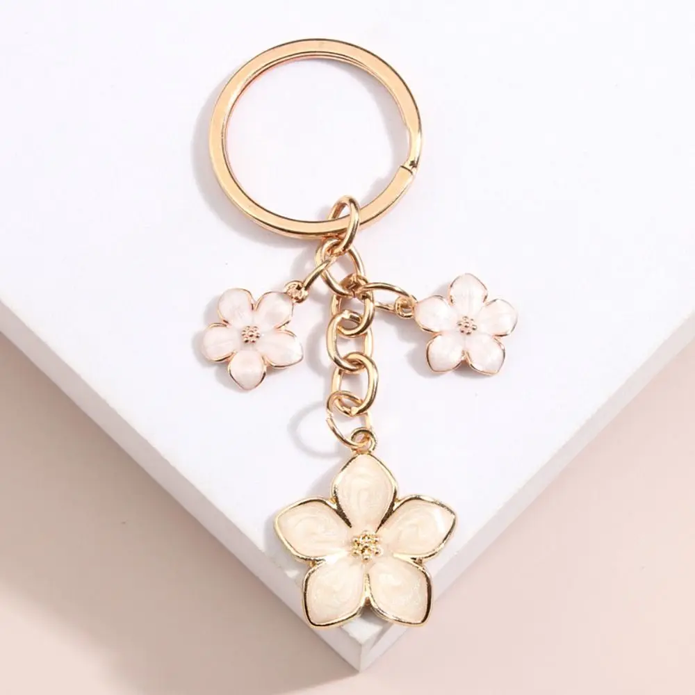 

3Pcs Sweet Jewelry Keychain Portable Cute Plant Sakura Flower Phone Lanyard Metal DIY Keyring Holder Women Men