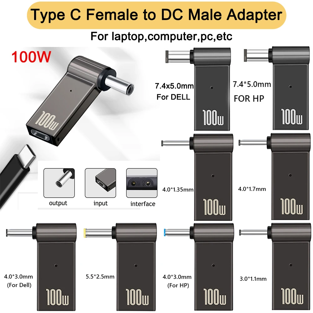 100W USB Type-C Female to DC Male Jack Plug Converter for Acer, Samsung, Lenovo Laptop Power Charger Description Image.This Product Can Be Found With The Tag Names Computer Cables Connecting, Computer Peripherals, Laptop power charger supply adapter connector, PC Hardware Cables Adapters