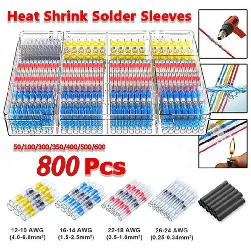 300 Piece Terminal Kit 300-Piece Heat Shrink Butt Connector Assortment – 3M Brand, 22-10 AWG, Made In USA Heat Shrink Crimp Connectors - Foto 2