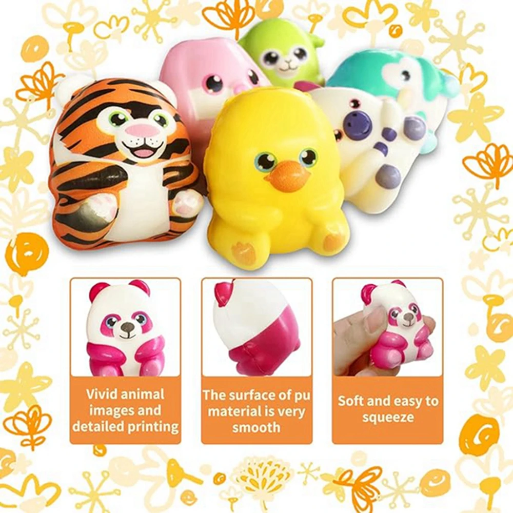 6/12PCS for Kids Adult Mini Kawaii Cute Stress Relief Squeeze Toys Slow Rising Squishies Toys  Carnival Goodie Bag Stuffers 6