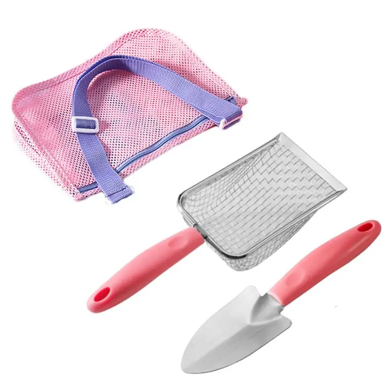 

Beach Shovel With Mesh Bag 3PCS Kids Shell Collecting Scooper Set Beach Playset For Boys And Girls Funny Toy Includes Sand