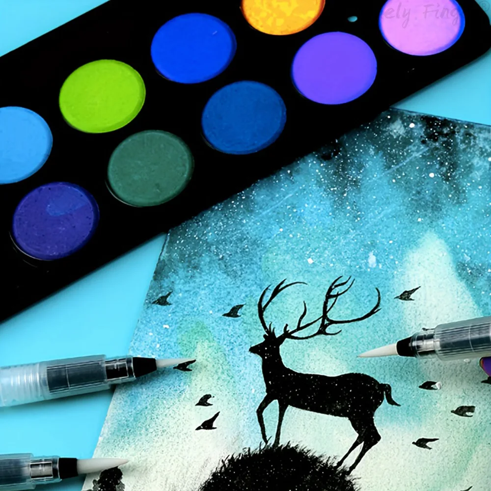 9PCS Watercolor Brush Pens, Refillable Ink and Water Brush Pens for Paints, Artists, Painting, Calligraphy 6