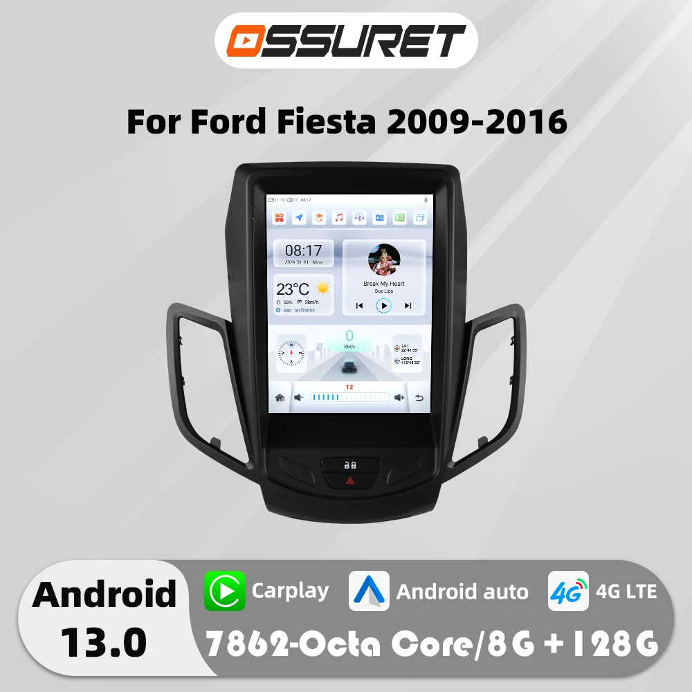 Autoradio Android 13 de 9.7 Pouces avec Navigation GPS et Audio 4G, Lecteur Vidéo, Stéréo, Carplay, Limitation 2009, 2014, 2015, Ford Fi.C. (2016-7862)