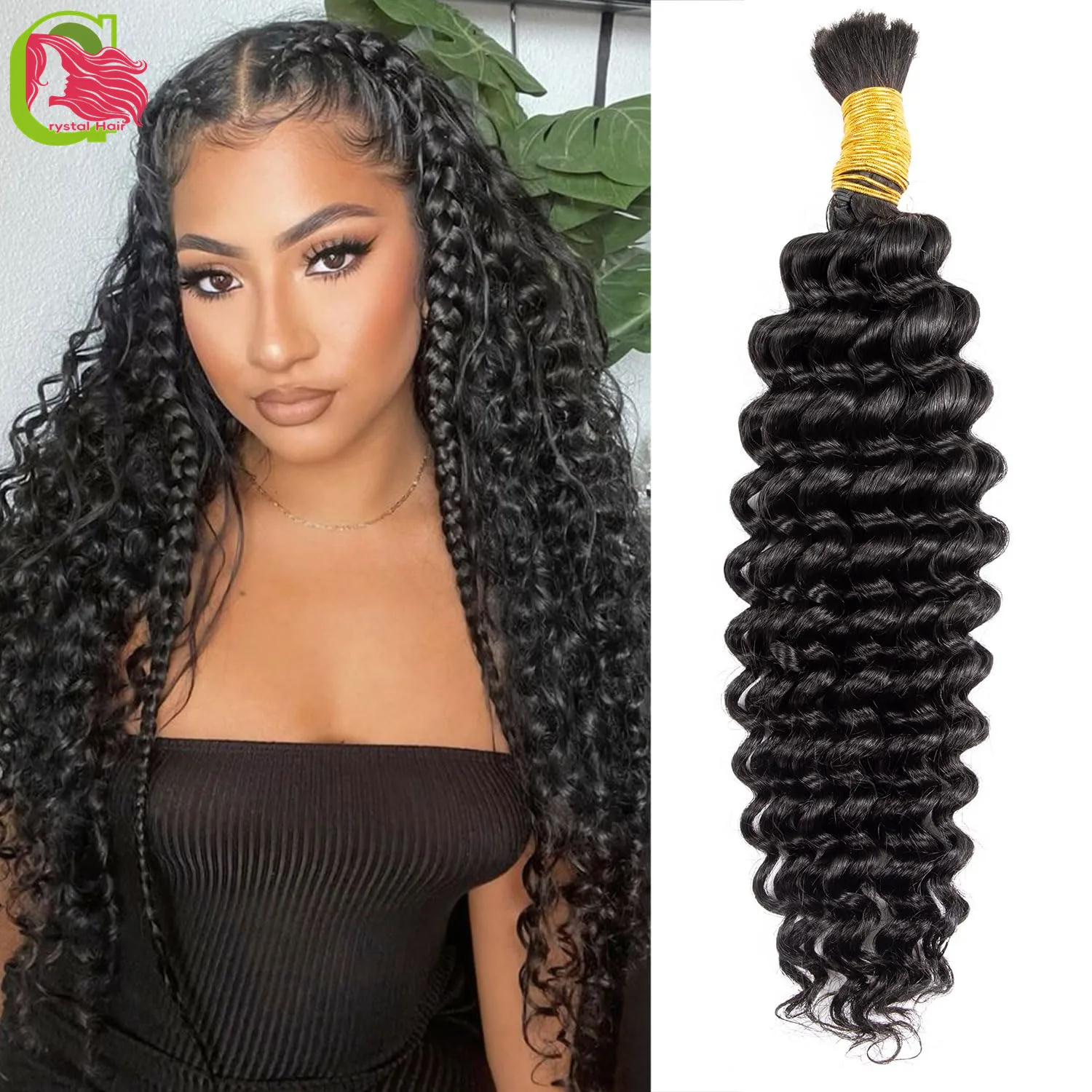

Human Hair Bulk Deep Wave For Braiding Brazilian Virgin Human Hair Bulk No Weft For Braids Deep Wave Human Hair For Micro Braids