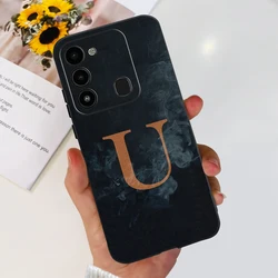 Luxury Letters Soft Silicone Phone Case for Tecno Spark Go and 8C (Black U)