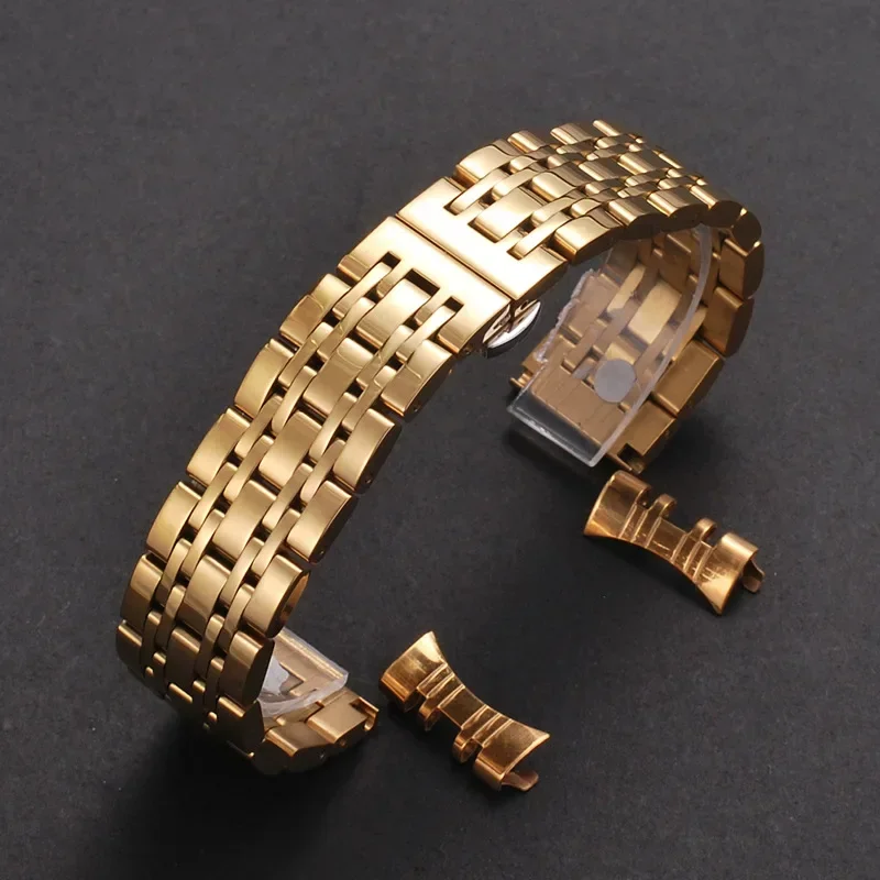 Sleek Stainless Steel Curved Strap with Butterfly Buckle