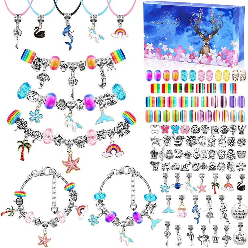 Diy Kit to Make Bracelets for Girls Handmade Beads Bracelets Necklace Set, Christmas Gifts Beads for Jewelry Making Set Box