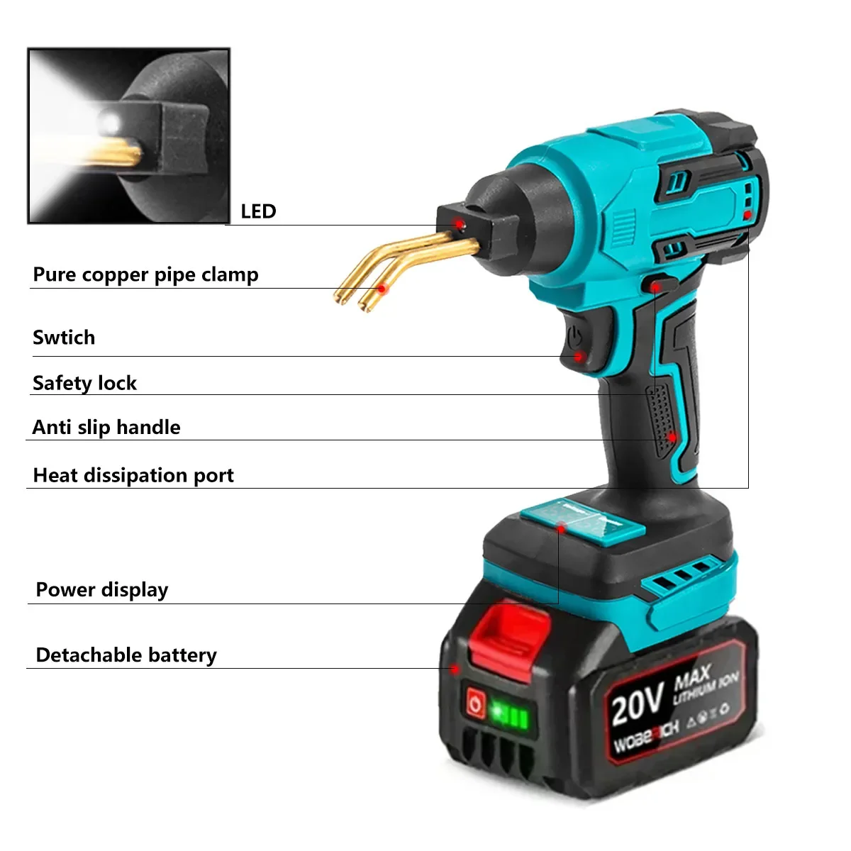 18V Cordless Plastic Welder Gun Hot Stapler Welding Machine Car Bumper Soldering Iron Shaft Clamps Repair Kit for Makita Battery 3