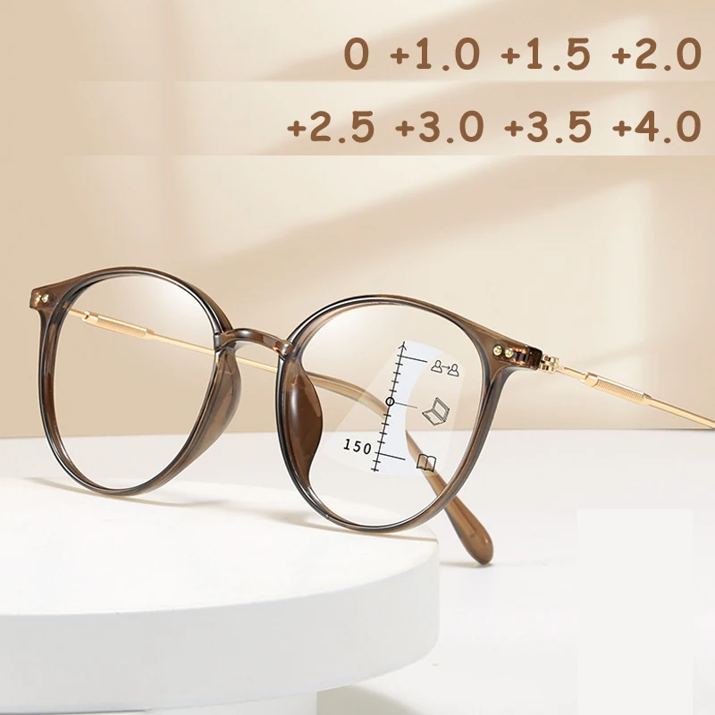 

New Trendy Ladies Reading Glasses Anti Blue Light Blocking Near Far Bifocal Eyeglasses Progressive Multifocal Presbyopia Eyewear