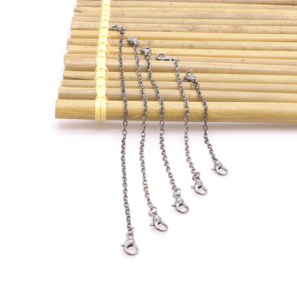 For One Set 5pcs Stainless Steel Necklace Bracelet Extender Chain Set For DIY Jewelry Making