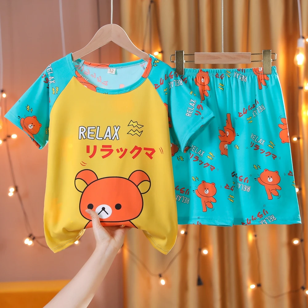 pajama sets boy Spring and Autumn Children Pajamas Baby Clothing Cartoon T-Shirt Tops and Short Pants Sleepwear Girls Animal Pyjamas Pijamas Set christmas pajama sets Sleepwear & Robes