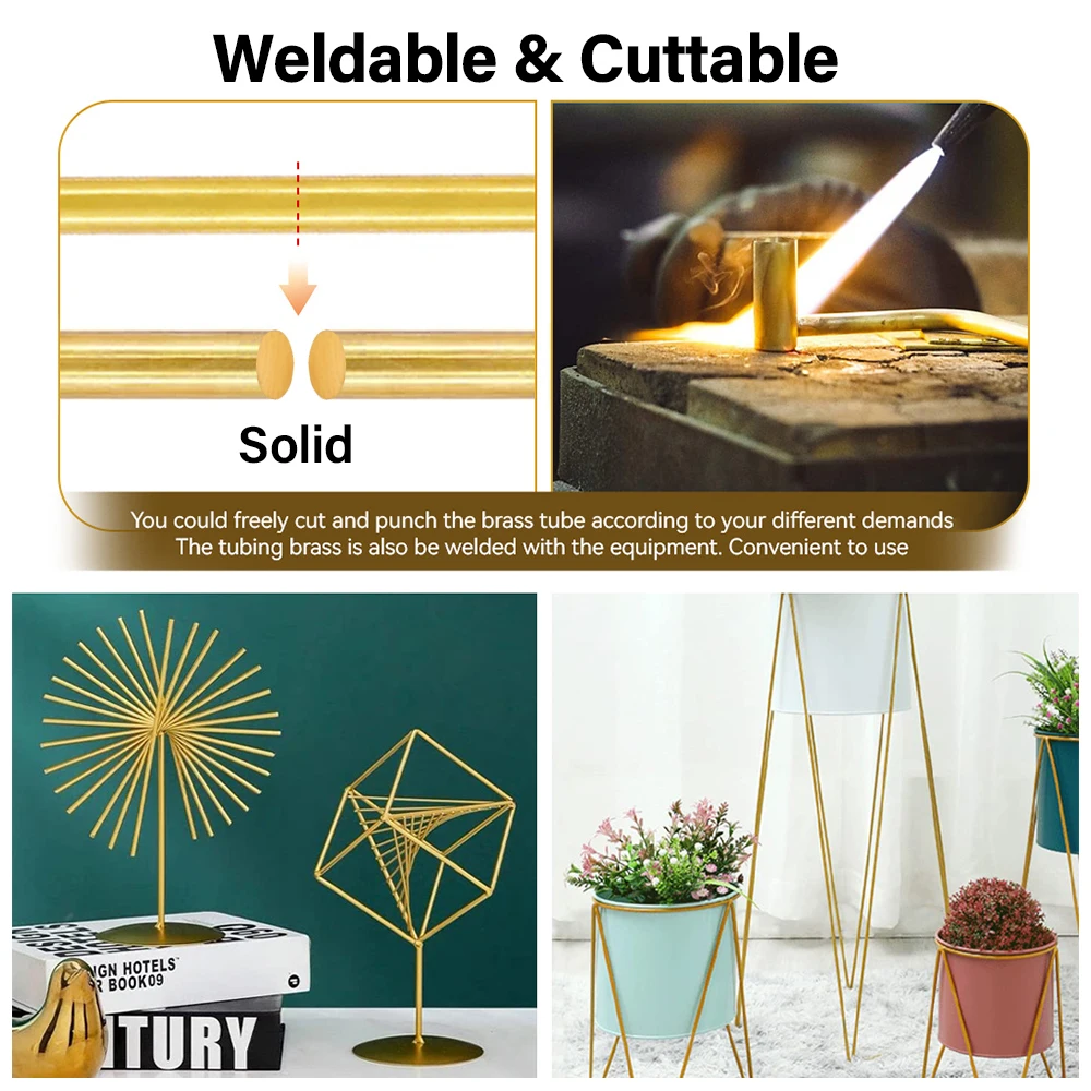 4mm/5mm/6mm Copper Bars Round Rods High-Precision Solid Brass for DIY Project Tool Handle Model Making Hardware Processing