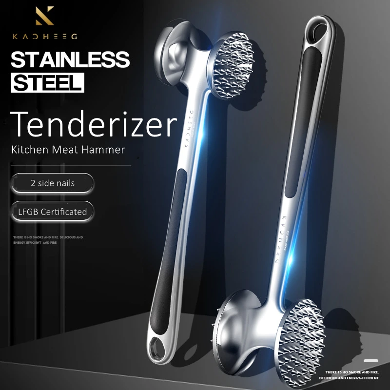 LFGB Certificated Zinc Alloy Meat Pounder Steak House Beaf Tenderizer Family Ergonomic Handle Kitchen Hammer for Pork Frying