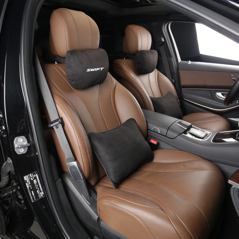 For suzuki swift 2009 2012 High-Grade Suede Car Headrest Neck Support Seat Soft Neck Pillow Car Interior Accessories