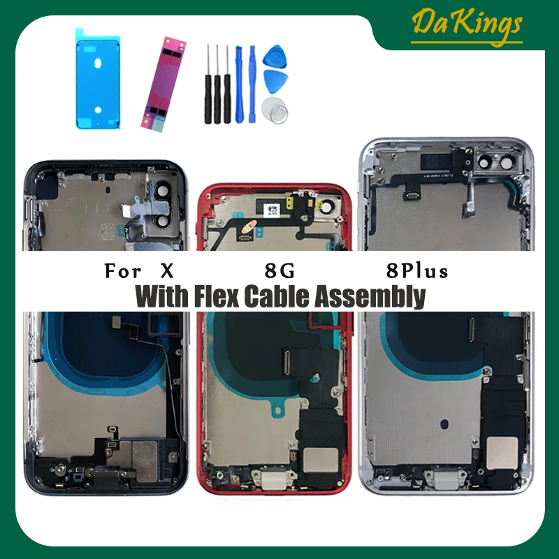 Полный задний корпус для IPhone 8 8G 8Plus X средняя рамка Корпус батарейный отсек задняя